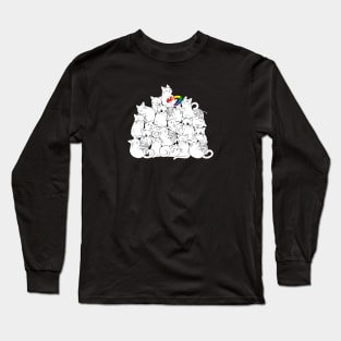 Cats with rainbow flag on the rescue Long Sleeve T-Shirt